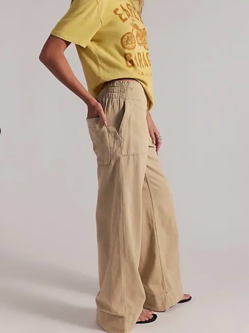 We The Free Breezy Denim Pull-On Jeans in Khaki NWOT M - Picture 3 of 11